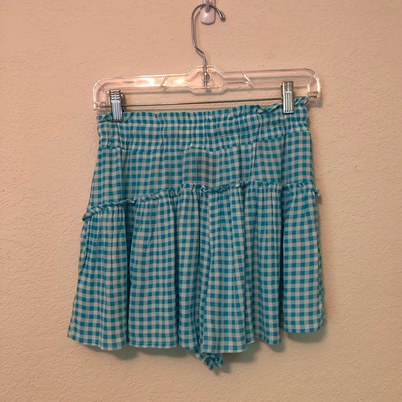 Blue Life Gingham Ruffle Shorts Blue & White Small - Picture 3 of 5